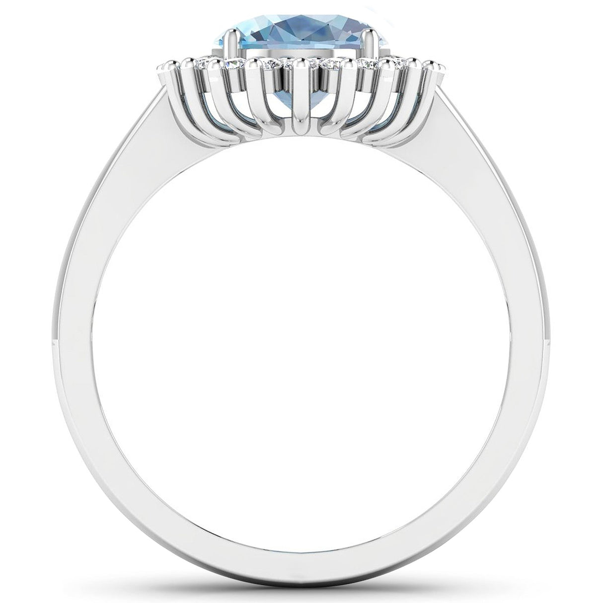 1.24 Carat Genuine Aquamarine and White Diamond 14K White Gold Ring
