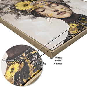 Beauty Posters Beauty lady Wall Art Gold and White Floral Canvas Artwork for Living Room Modern Photo Prints for Home 24x24 Inch Bedroom Pictures Wall Decor