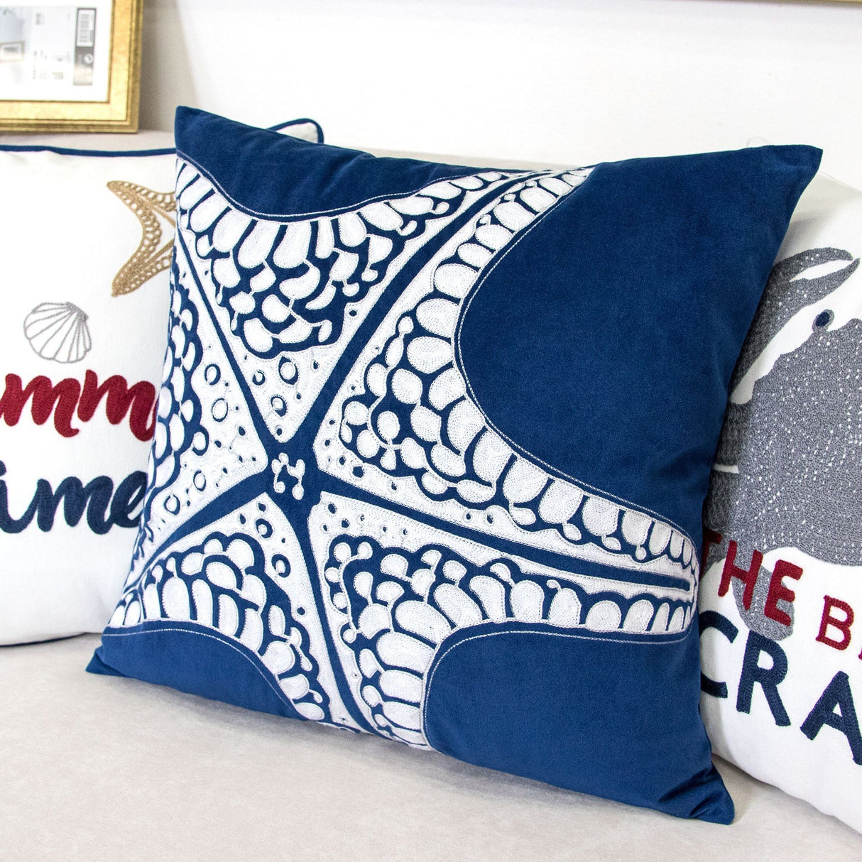 Seastar Starfish Pillow With Hidden Zipper (Set of 2) - Indigo