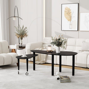 Rotatable Cocktail Table With Solid Legs, 360 Degree Rotating