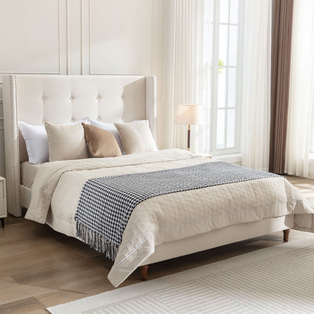 Peyton Upholstered King Bed with 54" High Headboard