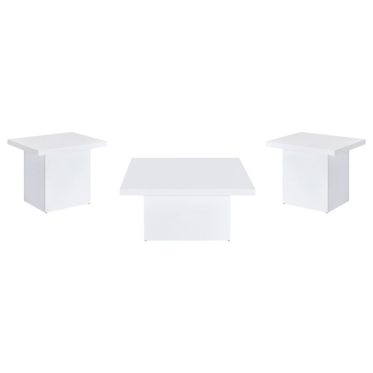 Devar 3-piece Square Coffee End Table Set White High Gloss