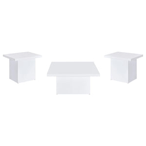 Devar 3-piece Square Coffee End Table Set White High Gloss