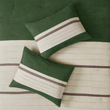 7 PC Faux Suede Comforter Set Green Queen