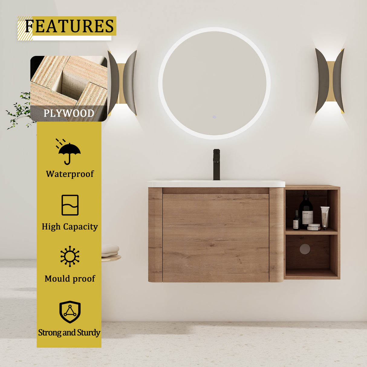 40'' Wall-Mounted Bathroom Vanity