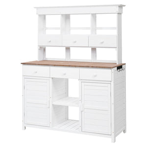 TOPMAX 65.7'' Tall Garden Potting Bench Table with Hutch
