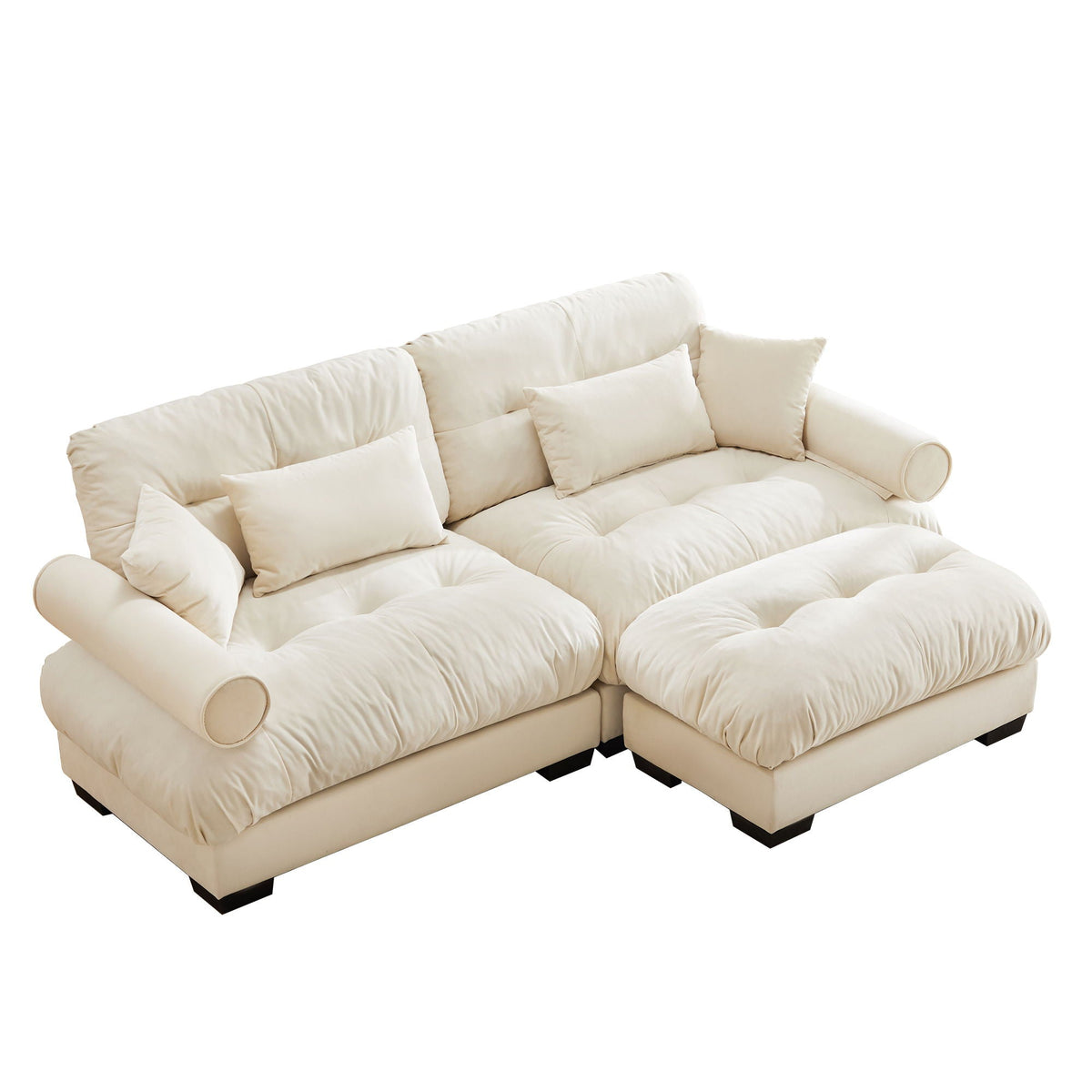 Oversized Modular Sectional Sofa with Movable Ottoman - Fabric, Multiple Colors