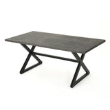 Rolando outdoor aluminum dining table with steel frame, grey / black