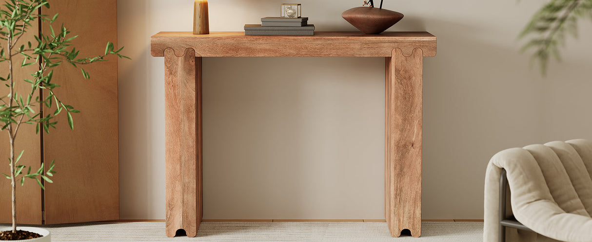 TREXM Console Table in Honey Finish