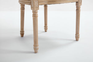French Country Dining Chairs Set of 2 with Rattan Back - Beige Upholstery