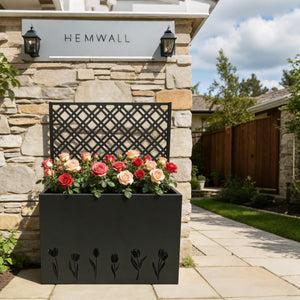 Tall Metal Planter with Trellis