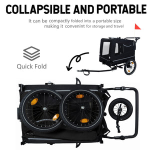 Extra Large 2-in-1 Bike Trailer & Push Cart for Pets