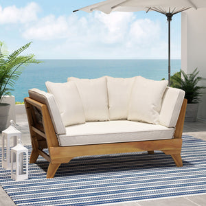 Outdoor Acacia Wood Expandable Daybed With Cushions