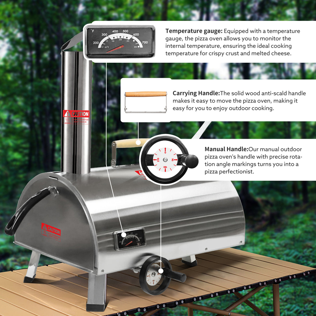 Outdoor Manual Rotating Pizza Oven – Portable Wood-Fired Oven