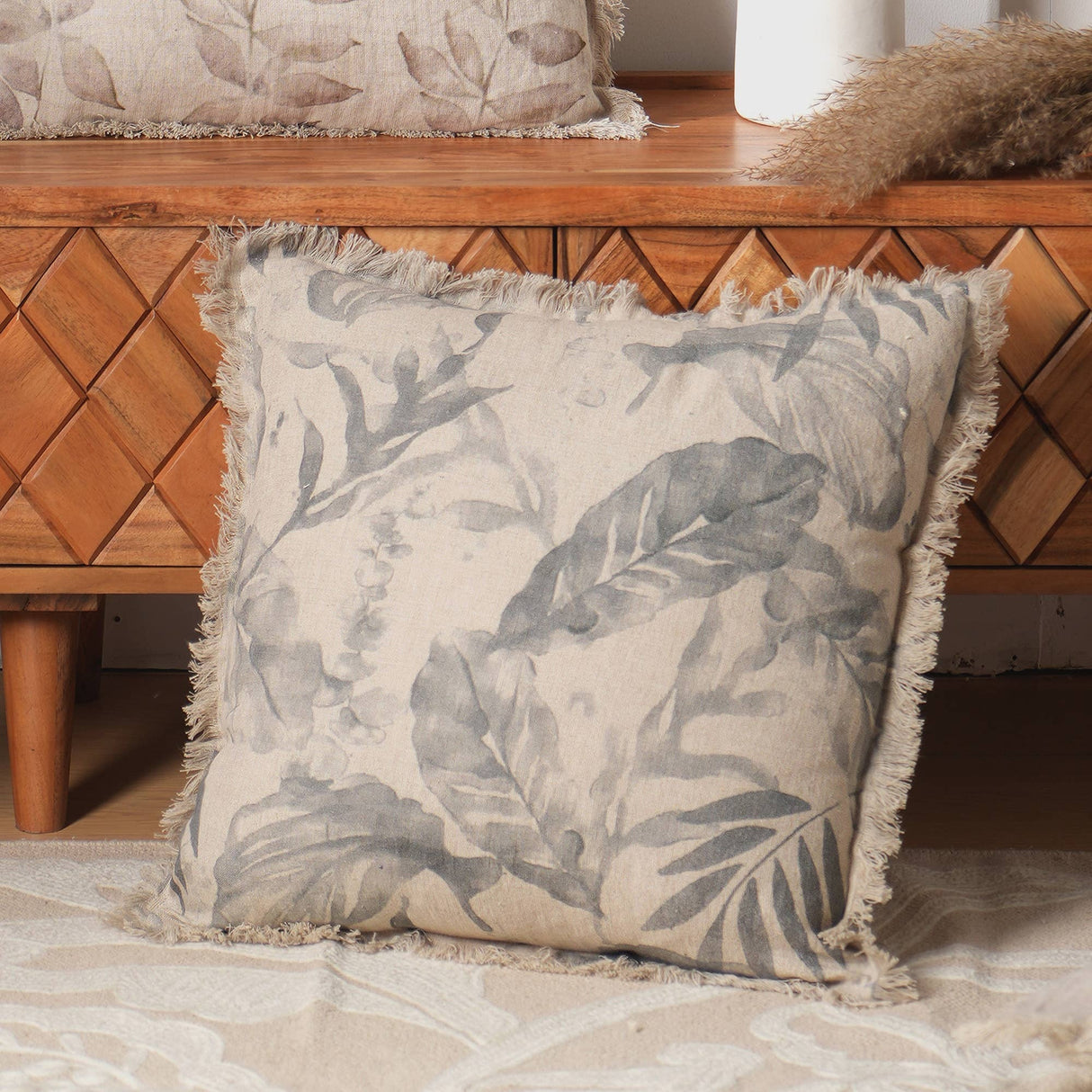 Handcrafted Printed Linen Cushion with Filler