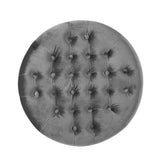 Elegant Round Ottoman Footstool with Grey Velvet Upholstery and Studded Rim