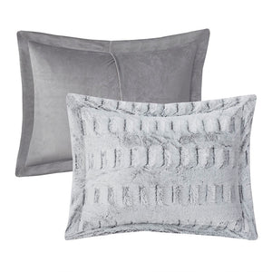 King/Cal King Back Print Long Fur Comforter Mini Set