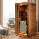 Low emf one person far infrared red cedar deluxe indoor sauna room