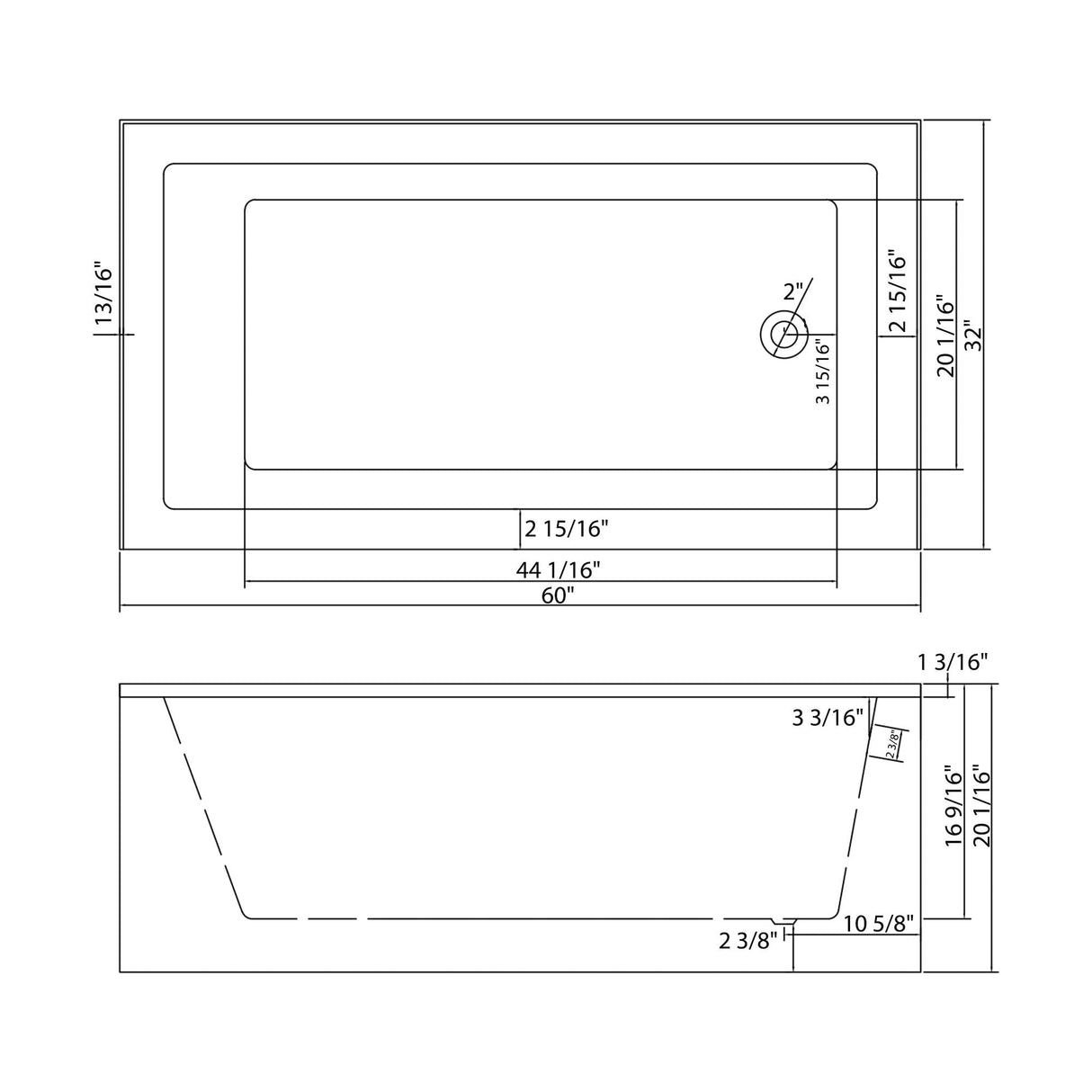 Alcove Soaking Bathtub With Skirt - Back-To-Wall Design - Glossy White