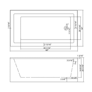 Alcove Soaking Bathtub With Skirt - Back-To-Wall Design - Glossy White