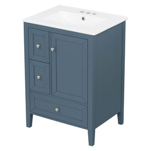Modern Bathroom Vanity With Sink, Soft Close Drawers & Door, Storage Rack
