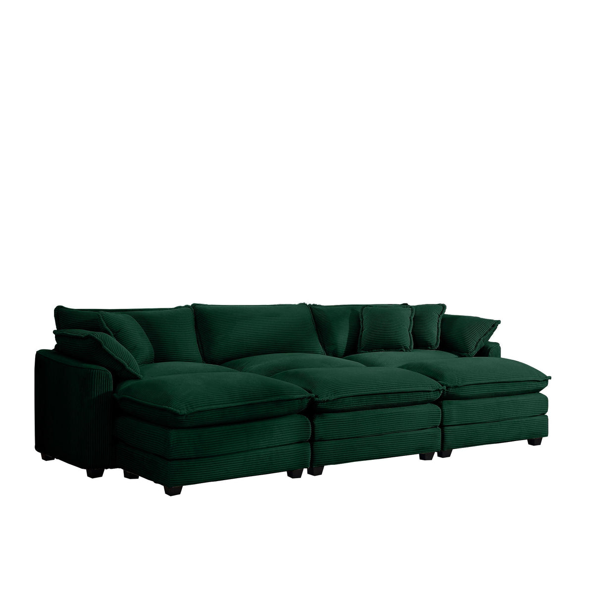 Modern Modular Cushion Sofa Set with Ottoman - Fabric, Multiple Colors