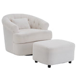 Teddy Velvet Swivel Barrel Chair with Ottoman