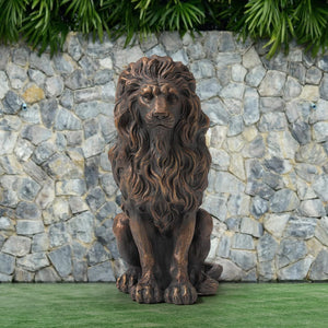 20.5" Lion Statue - Resin Outdoor Guardian Sculpture