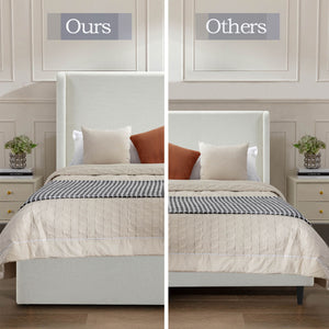 Carmen - Minimalist Upholstered Wingback Bed Frame With High Headboard