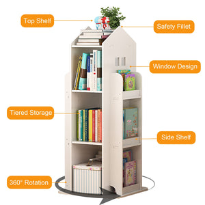 4-Tier Rotating Bookshelf for Bedroom and Living Room