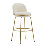 Rio Claro Indoor Metal Upholstered Barstool with Gold Finished Frame and Beige UpholsterySet of 2