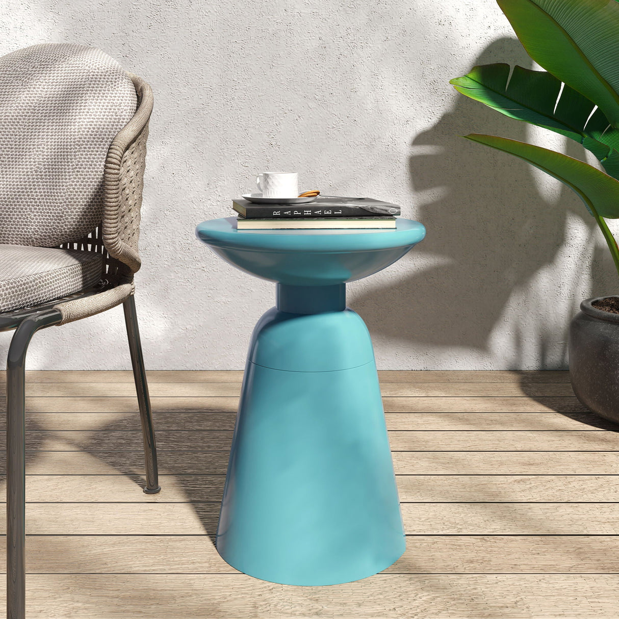 Outdoor Modern Metal End Large Table