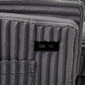 Convertible U-Shaped Sectional Sofa Bed With USB Ports And Storage