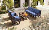 GO 4 Pieces Patio Furniture Set with Swivel Chairs and Outdoor Wicker Sofas