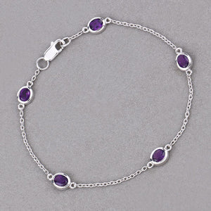 1.70 Carat Genuine Amethyst .925 Sterling Silver Bracelet