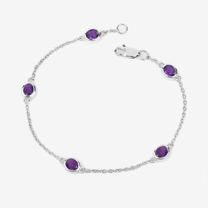 1.70 Carat Genuine Amethyst .925 Sterling Silver Bracelet