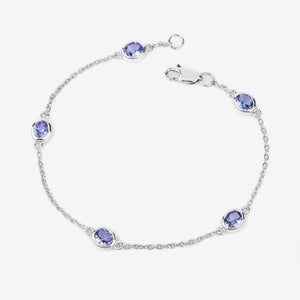 1.65 Carat Genuine Tanzanite .925 Sterling Silver Bracelet