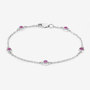0.65 Carat Genuine Ruby .925 Sterling Silver Bracelet