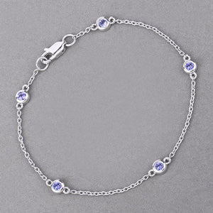0.50 Carat Genuine Tanzanite .925 Sterling Silver Bracelet