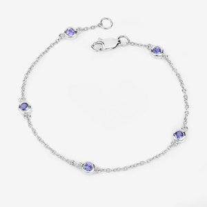 0.50 Carat Genuine Tanzanite .925 Sterling Silver Bracelet