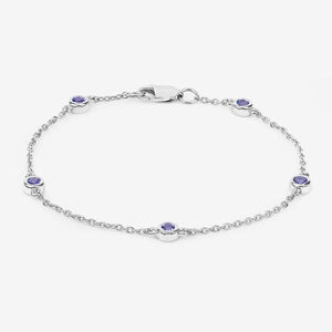 0.50 Carat Genuine Tanzanite .925 Sterling Silver Bracelet