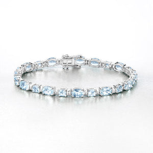 10.06 Carat Genuine Aquamarine .925 Sterling Silver Bracelet