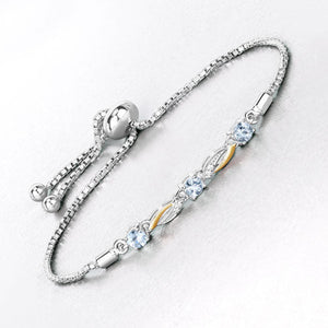 0.74 Carat Genuine Aquamarine and White Sapphire .925 Sterling Silver Bracelet