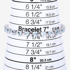 11.62 Carat Genuine Blue Topaz and White Diamond .925 Sterling Silver Bracelet