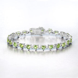 10.24 Carat Genuine Peridot and White Diamond .925 Sterling Silver Bracelet