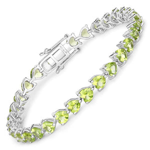 13.64 Carat Genuine Peridot .925 Sterling Silver Bracelet