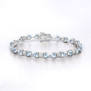 7.36 Carat Genuine Aquamarine and White Diamond .925 Sterling Silver Bracelet