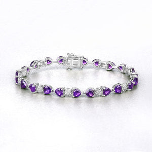 9.56 Carat Genuine Amethyst and White Diamond .925 Sterling Silver Bracelet