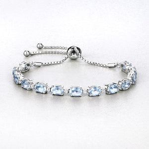12.83 Carat Genuine Blue Topaz and White Topaz .925 Sterling Silver Bracelet