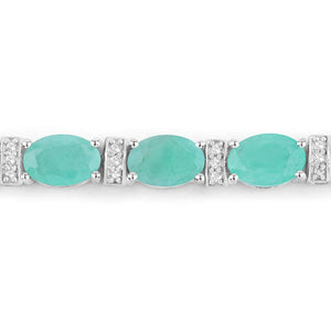 4.98 Carat Genuine Emerald and White Topaz .925 Sterling Silver Bracelet